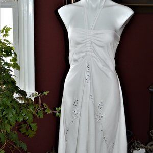 Vintage Sunny Island Hawaiian Tropical Asymmetrical Halter Dress L Wedding